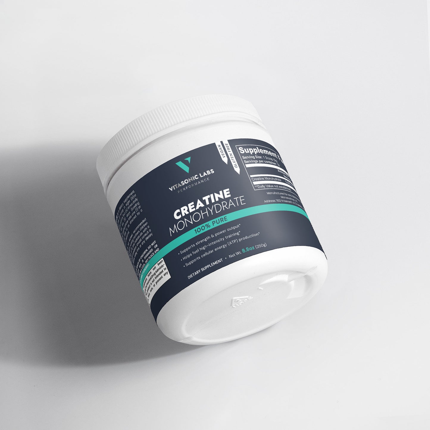 Vitasonic Labs Creatine Monohydrate supplement powder, unflavored