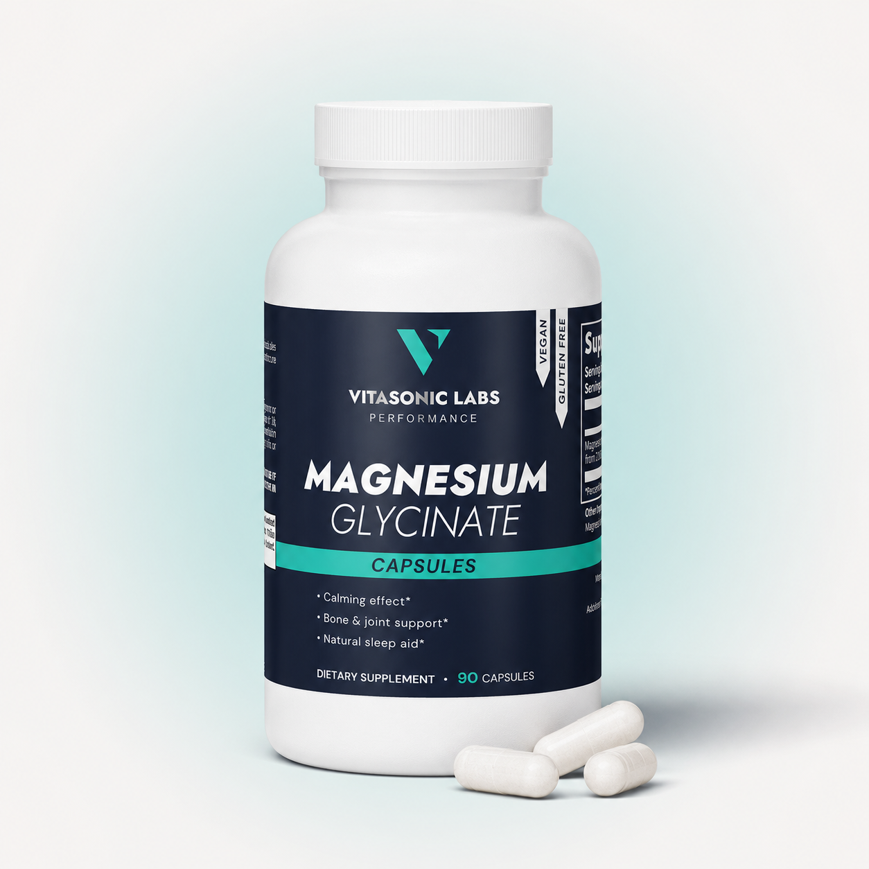 Vitasonic Labs Magnesium Glycinate bottle - premium daily magnesium supplement