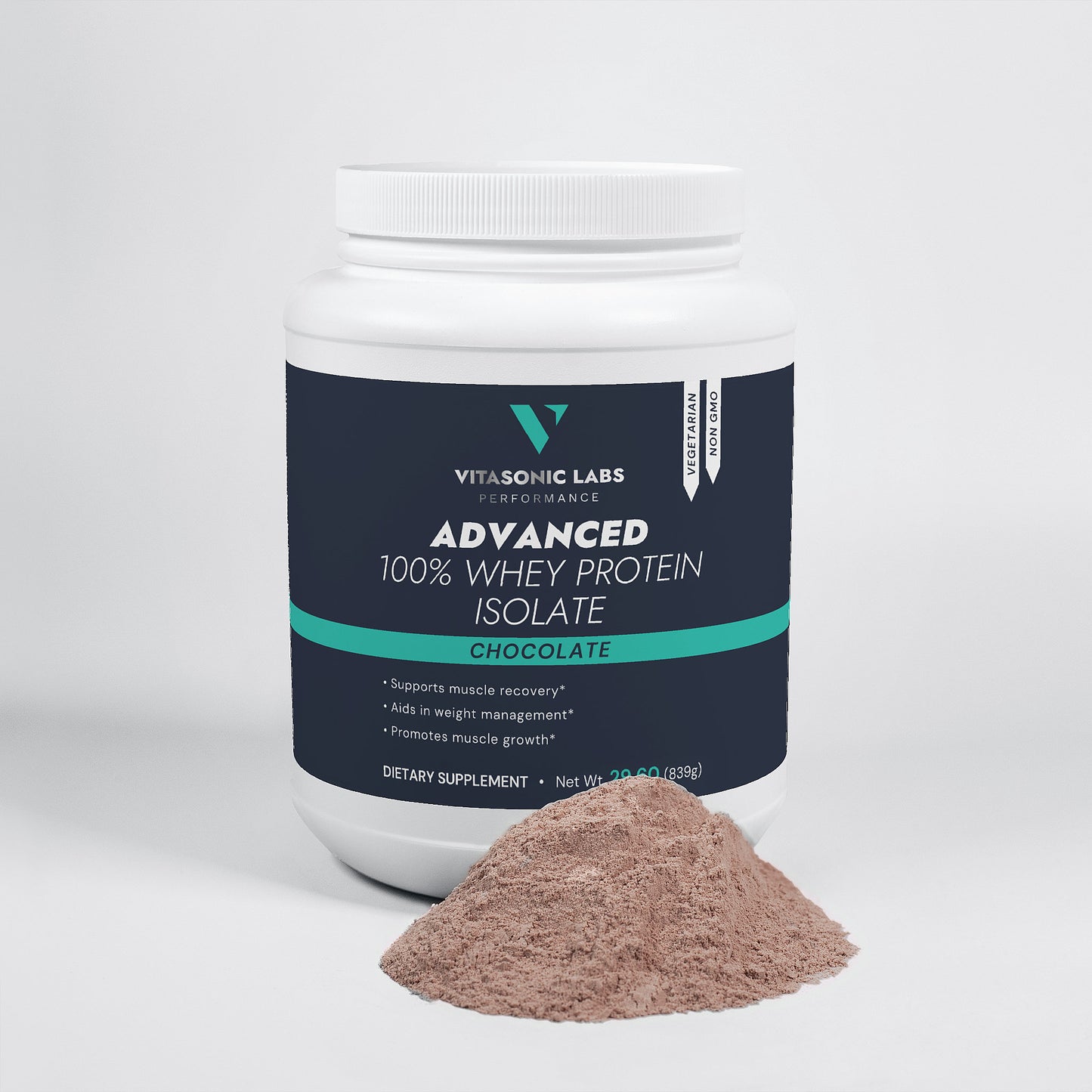 Vitasonic Labs Advanced 100% Whey Protein Isolate Chocolate powder