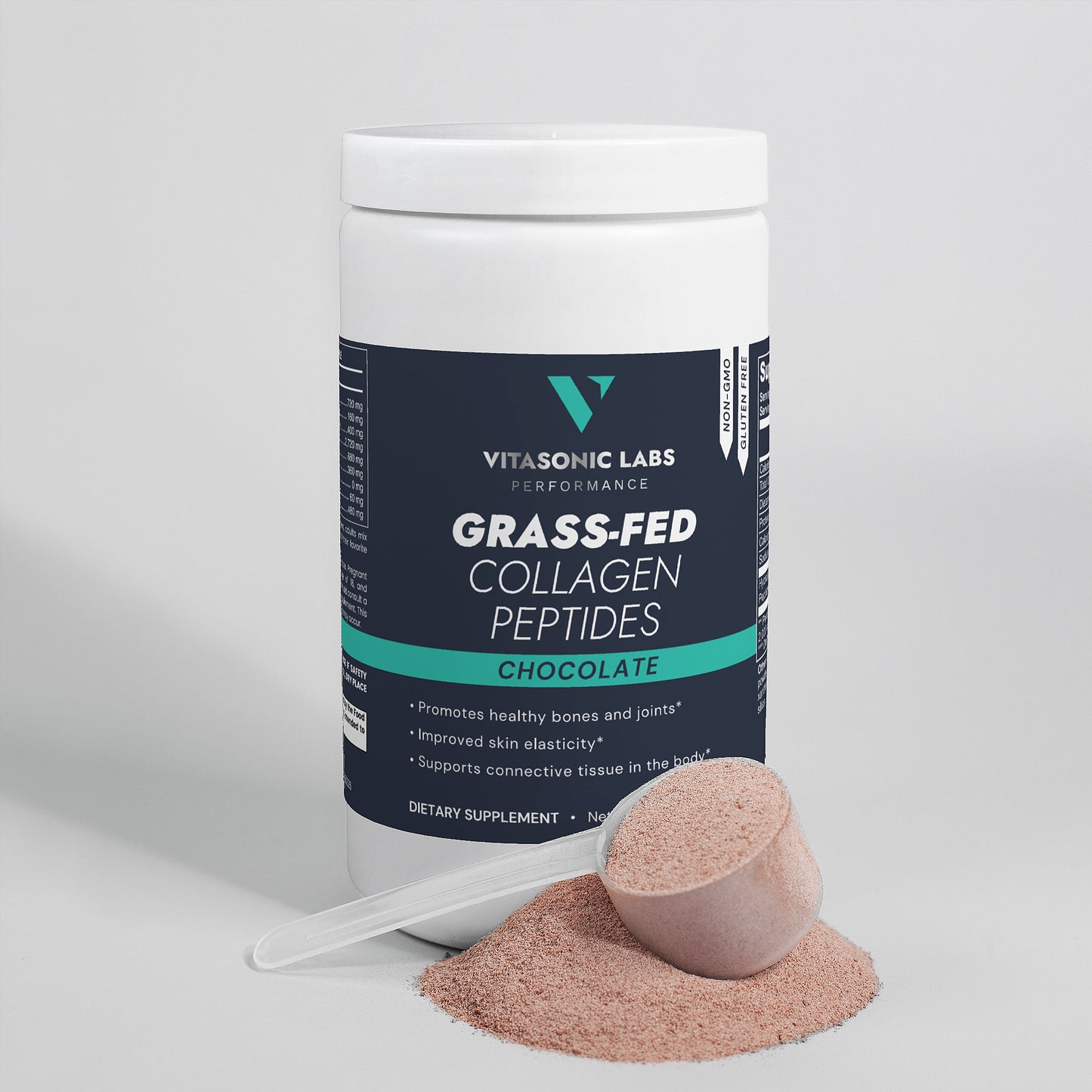Vitasonic Labs Grass-Fed Collagen Peptides Powder Chocolate