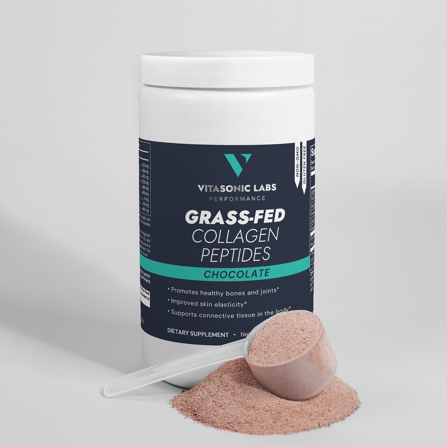 Vitasonic Labs Grass-Fed Collagen Peptides Powder Chocolate