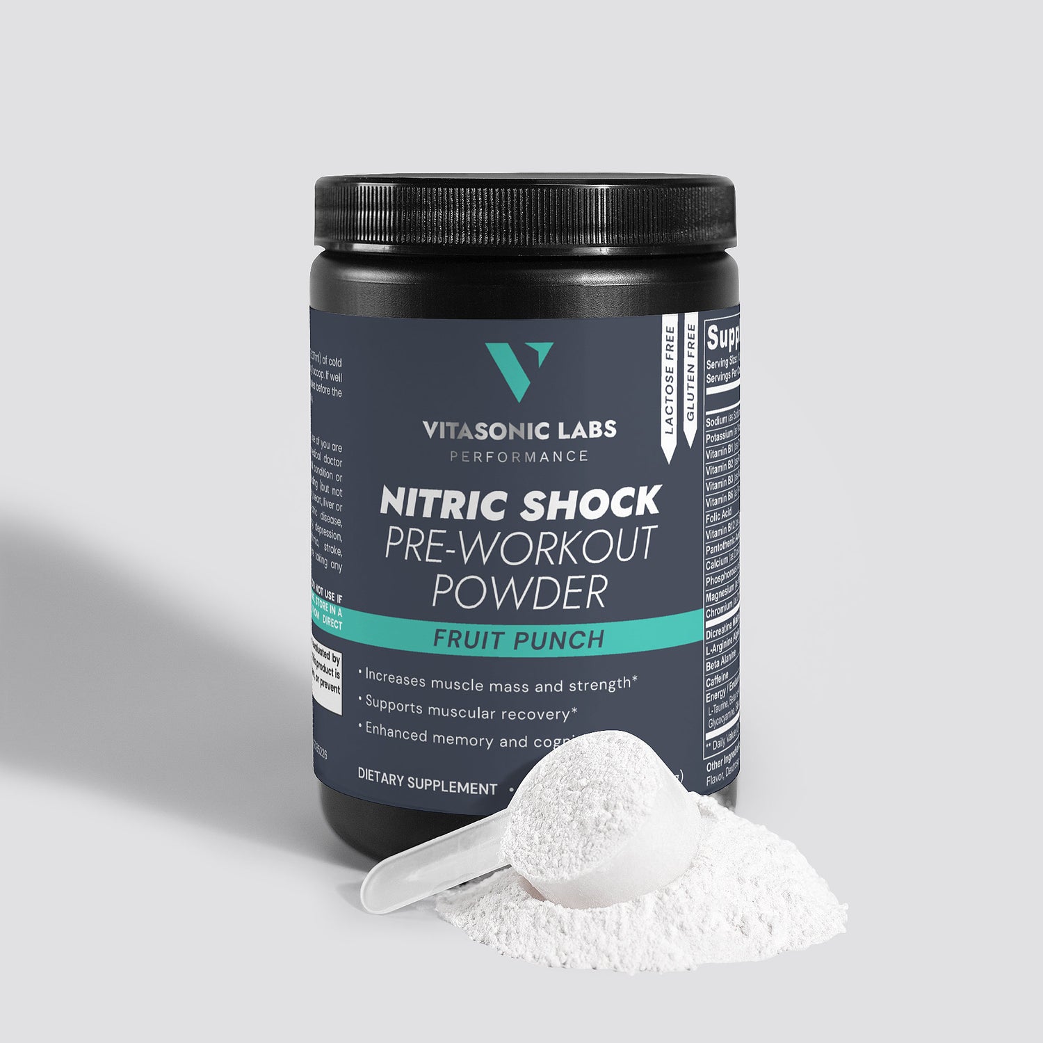 Vitasonic Labs Nitric Shock Pre-Workout Powder Fruit Punch