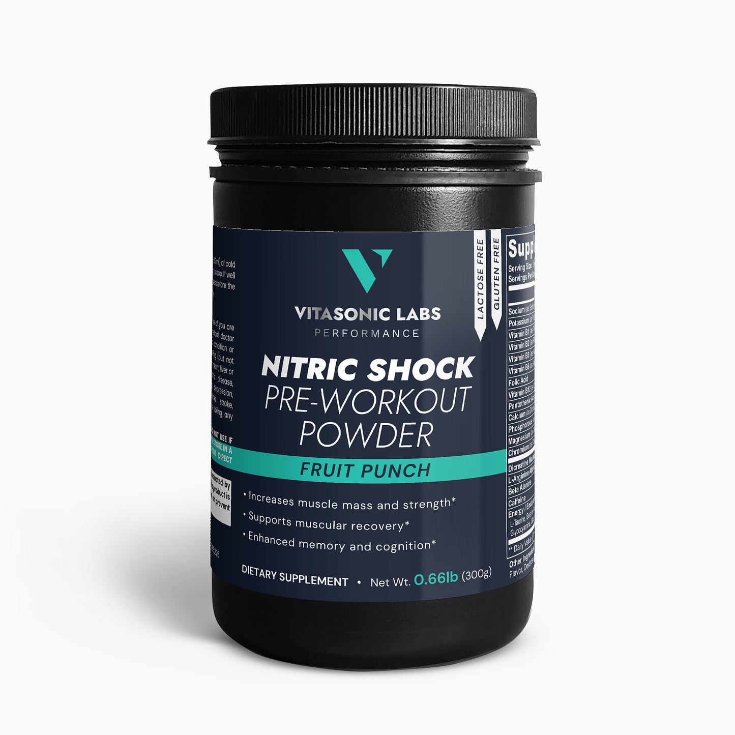 Vitasonic Labs Nitric Shock Pre-Workout Powder Fruit Punch
