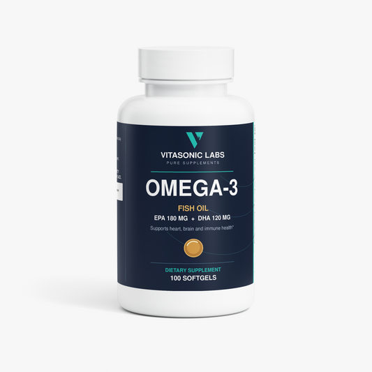 Vitasonic Labs Omega-3 EPA 180mg + DHA 120mg product label