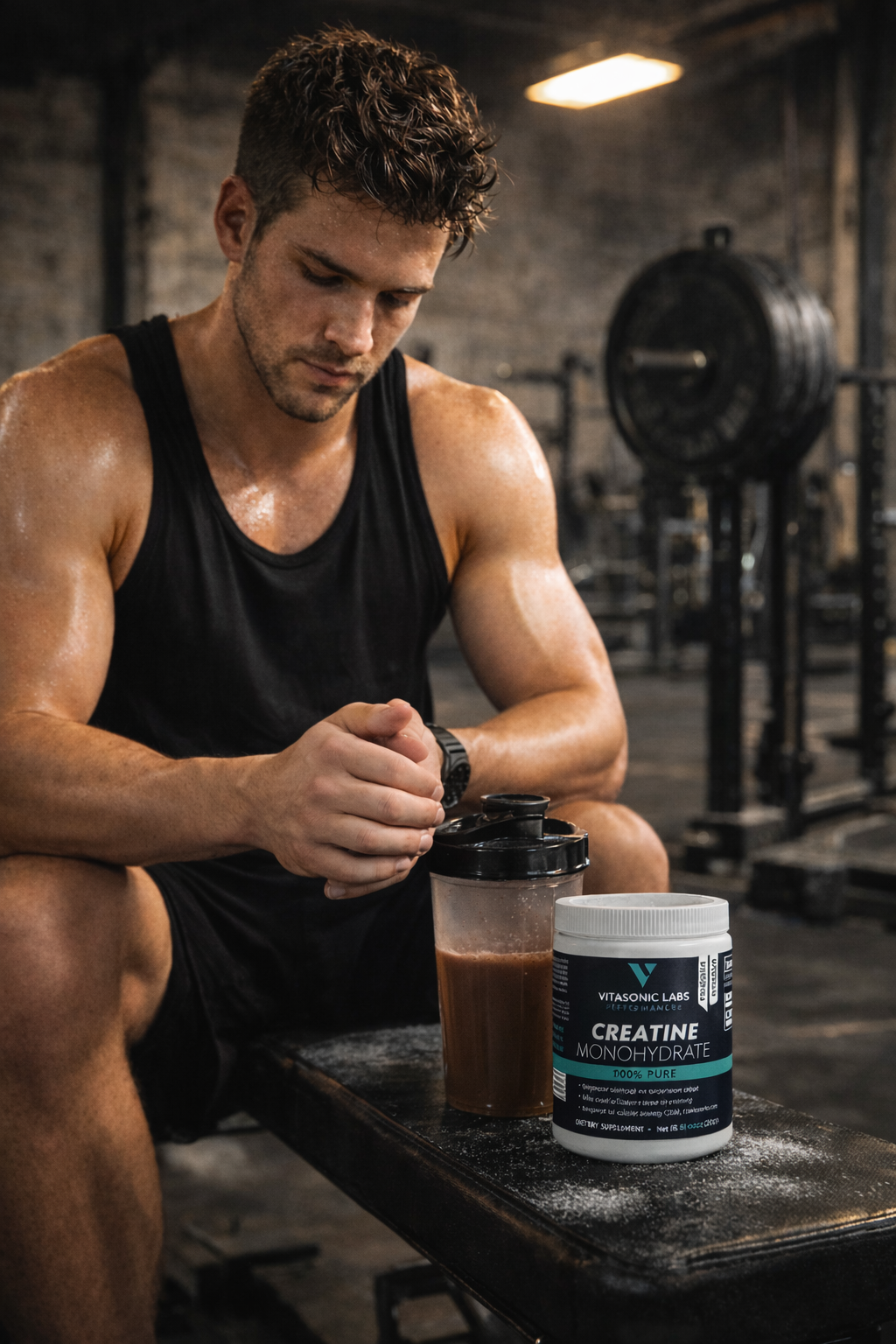 Vitasonic Labs Creatine Monohydrate supplement powder, unflavored
