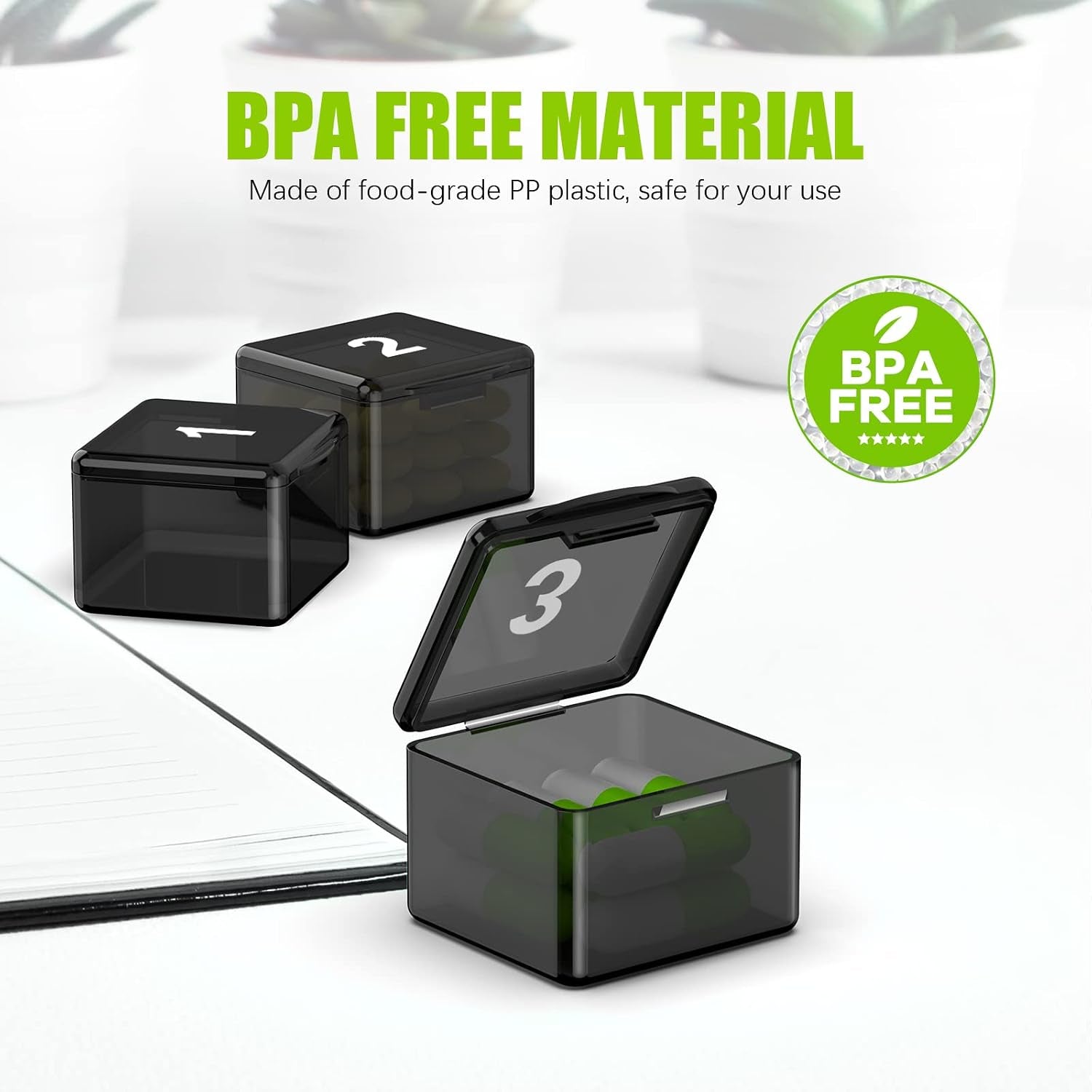 32-Day Monthly Pill Organizer – Large Compartments, Easy Squeeze-Open, Bpa-Free Portable Travel Case with Bonus Storage Pod (Black)