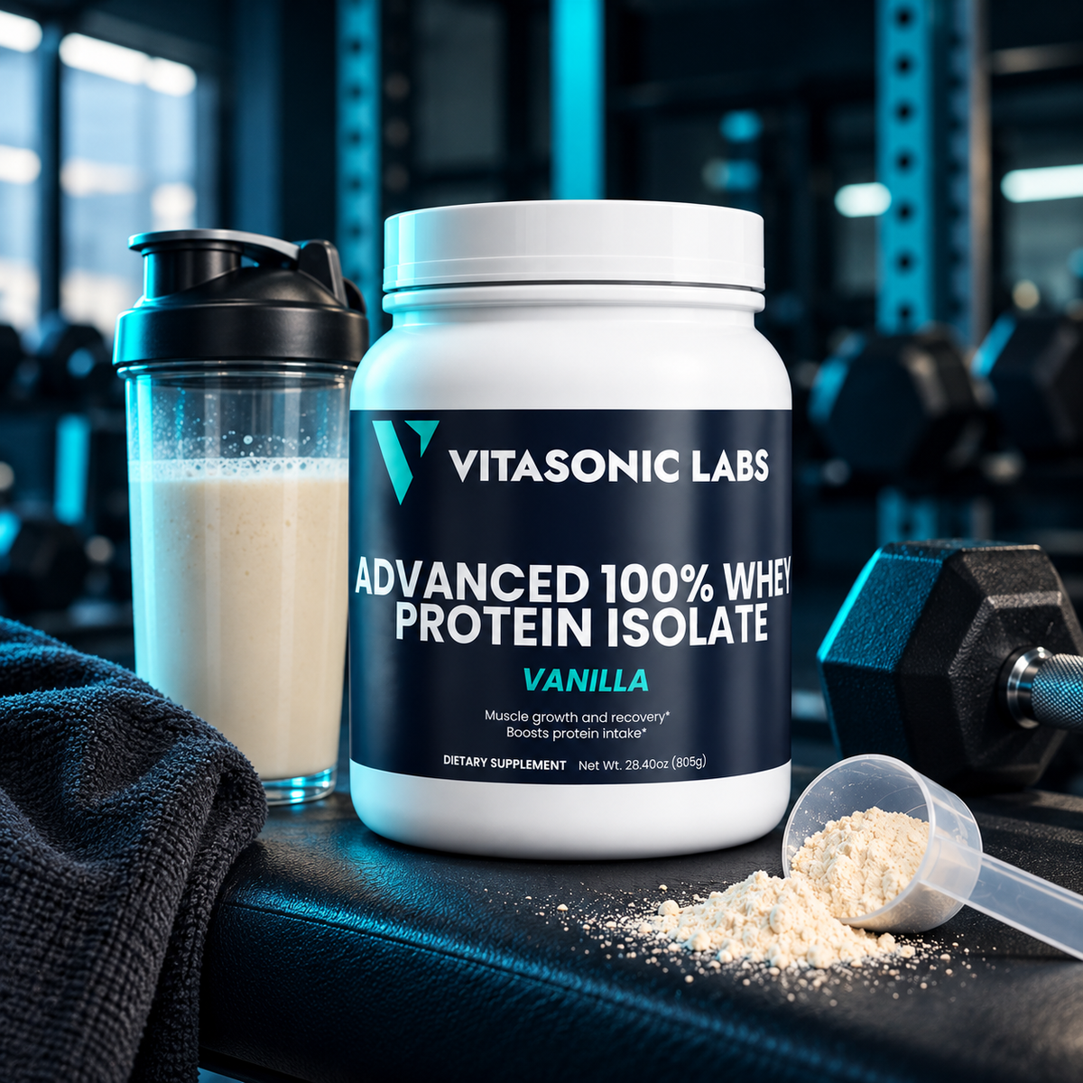 Vitasonic Labs Advanced 100% Whey Protein Isolate Vanilla for post-workout recovery