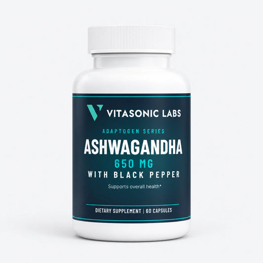 Vitasonic Labs Ashwagandha — front product packshot on a pale neutral background