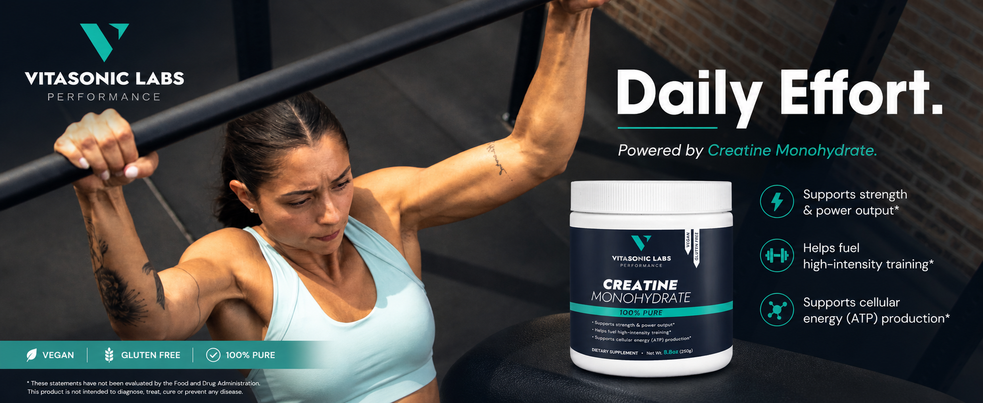 Vitasonic Labs Creatine Monohydrate daily effort ad