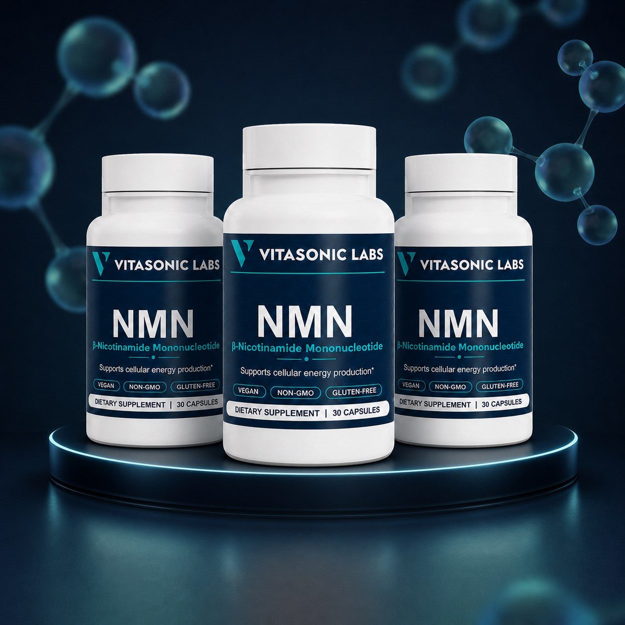 Three Vitasonic Labs NMN bottles